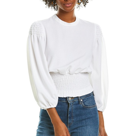 A.L.C. Tops - A.L.C. Rose Smocked Long Sleeve Top Blouse White Size 4 NWT